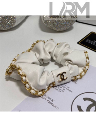 Chanel Leather Chain Hair Ring Accessory White 2021