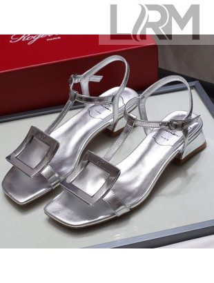 Roger Vivier Calfskin Square Buckle Sandals All Silver 2021