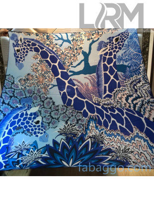 Hermes Silk and Cashmere Square Scarf 140x140cm H2081002 Blue 2020