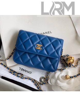 Chanel Quilted Lambskin Waist Bag With Metal Ball AP1465 Blue 2020