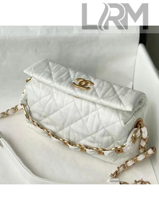 Chanel Crumpled Lambskin Small Hobo Bag AS2479 White 2021 TOP 