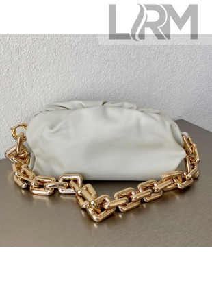 Bottega Veneta The Chain Pouch Bag with Square Ring Chain Strap White/Gold 2020