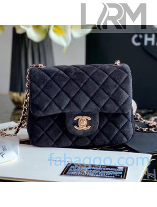 Chanel Quilted Velvet Mini Flap Bag with Crystal Ball AS1786 Black 2020
