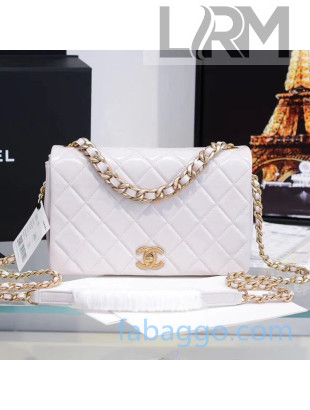 Chanel Quilted Shiny Lambskin Flap Bag AS1977 White 2020