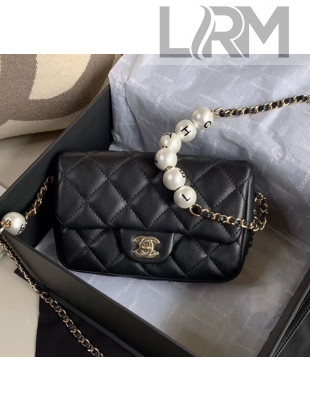 Chanel Lambskin Small Flap Bag with Imitation Pearls AS1436 Black 2020