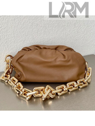 Bottega Veneta The Chain Pouch Bag with Square Ring Chain Strap Dark Brown/Gold 2020
