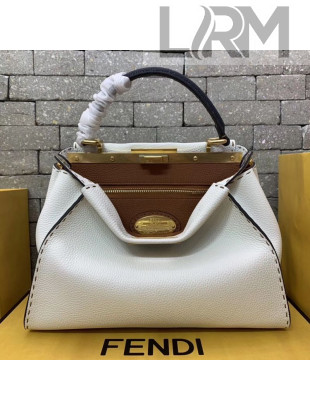 Fendi Peekaboo Iconic Romano Leather Medium Bag White 2019
