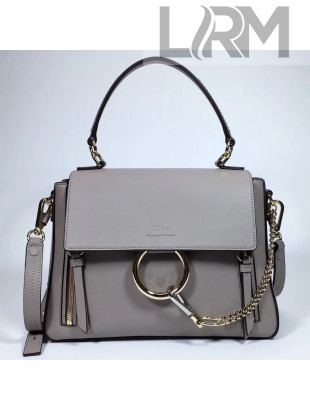 Chloe Small Faye Day Double Carry Bag in Smooth & Suede Calfskin Gray 2017