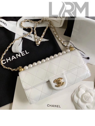 Chanel Clutch Bag with Chain And Imitation Pearls AP1001 White 2020