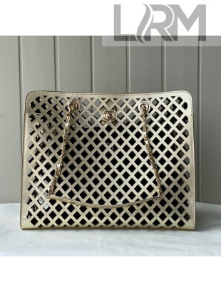 Chanel Cutout Calfskin Shopping Bag AS2377 Gold 2021
