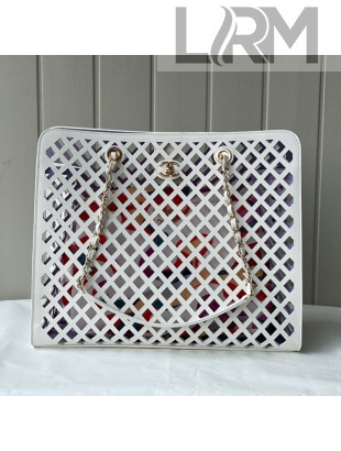 Chanel Cutout Calfskin Shopping Bag AS2377 White 2021