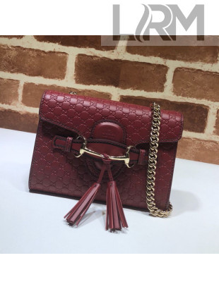 Gucci GG Leather Tassel Mini Bag 449636 Burgundy 2020