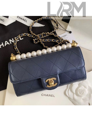 Chanel Clutch Bag with Chain And Imitation Pearls AP1001 Blue 2020