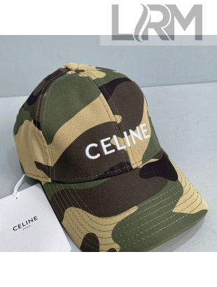 Celine Camouflage Canvas Baseball Hat Green 2021 10