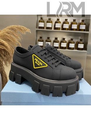 Prada Calfskin Platform Sneakers Black/Yellow 2021