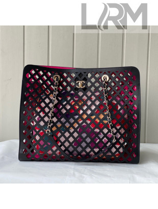 Chanel Cutout Calfskin Shopping Bag AS2377 Black 2021