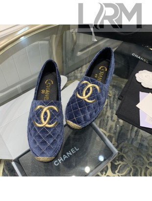 Chanel Velvet Espadrilles  G32910 Blue 2021  