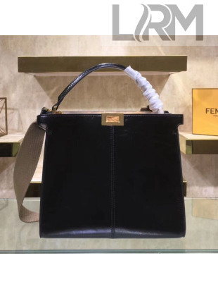 Fendi Peekaboo X-Lite Medium Bag in Fur and Waxed Leather Black 2019