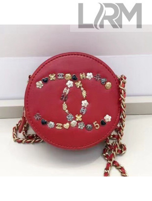 Chanel Charm CC Lambskin Clutch with Chain Red 2021 TOP