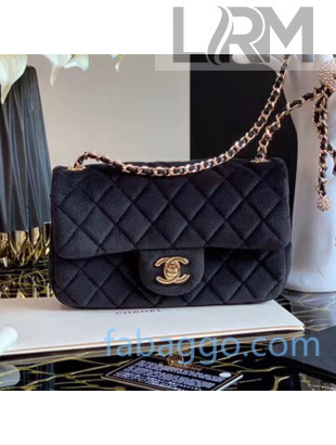 Chanel Quilted Velvet Small Flap Bag with Crystal Ball AS1787 Black 2020
