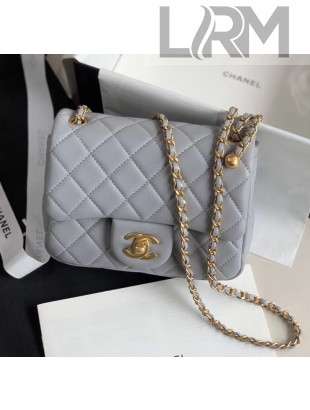 Chanel Lambskin & Gold-Tone Metal Flap Bag AS1786 Light Grey 2020