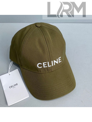 Celine Canvas Baseball Hat 2021 Green 11