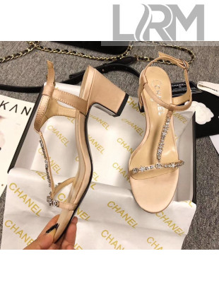 Chanel Satin & Strass Sandals G36122 Beige 2020