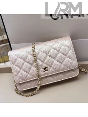 Chanel Iridescent Grained Calfskin Wallet on Chain WOC AP0315 Silver 2021 TOP