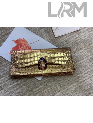 Chanel Metallic Crocodile Embossed Calfskin Beetle Evening Clutch AS0857 Gold 2019