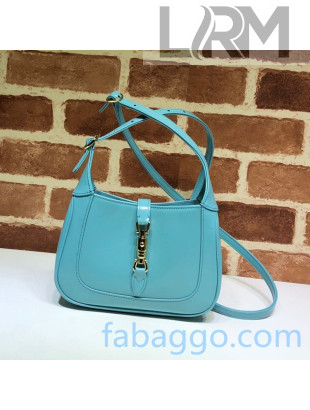 Gucci Jackie 1961 Shiny Leather Mini Hobo Bag 637091 Light Blue 2020