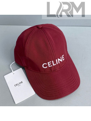 Celine Canvas Baseball Hat Red 2021 12