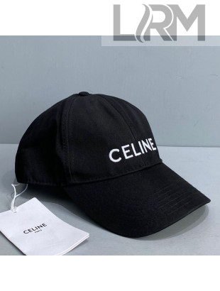 Celine Canvas Baseball Hat Black 2021 09
