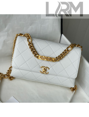 Chanel Grained Calfskin & Gold-Tone Metal Flap Bag AS2764 White 2021
