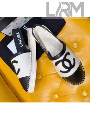 Chanel Lambskin Espadrilles Mules Sandals White/Black 2020