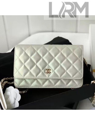 Chanel Iridescent Leather Wallet on Chain WOC AP0315 White 2021 TOP