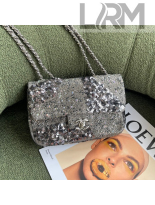 Chanel Crystal and Sequins Mini Flap Bag Silver 2022 01