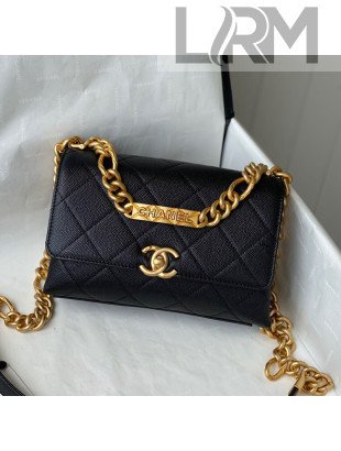 Chanel Grained Calfskin & Gold-Tone Metal Mini Flap Bag AS2711 Black 2021