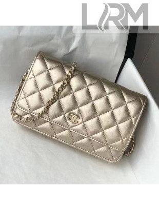 Chanel Iridescent Grained Calfskin Wallet on Chain WOC AP0315 Gold 2021 TOP