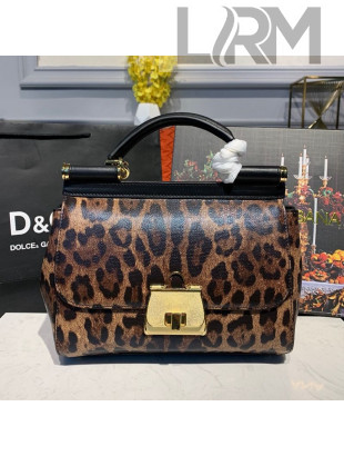 Dolce&Gabbana Medium Sicily Leopard Print Leather Top Handle Bag 2019