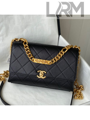 Chanel Grained Calfskin & Gold-Tone Metal Flap Bag AS2764 Black 2021