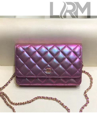 Chanel Iridescent Leather Wallet on Chain WOC AP0315 Purple 2021 TOP
