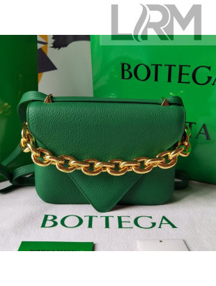Bottega Veneta Mount Grained Calfskin Small Chain Envelope Bag Jungle Green 2021