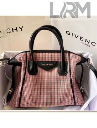 Givenchy Small/Medium Antigona Soft Bag in Houndstooth Canvas Red 2021