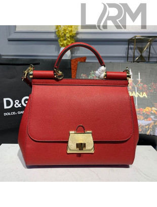 Dolce&Gabbana Medium Sicily Calfskin Top Handle Bag Red 2019