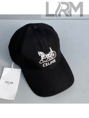 Celine Canvas Baseball Hat Black 2021 15