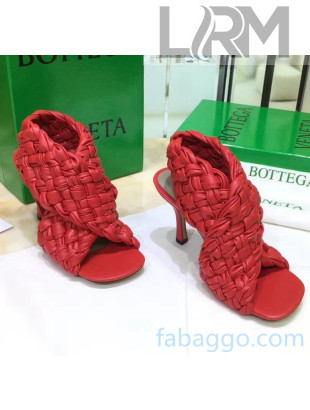 Bottega Veneta BV Board Sandals in ntrecciato Nappa leather 9cm Heel Red 2020