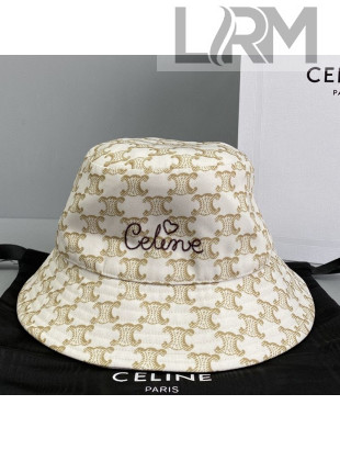 Celine Triomphe Canvas Bucket Hat White 2021