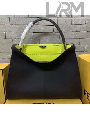 Fendi Peekaboo X-Lite Large Grained Leather Top Handle Bag Black 2019