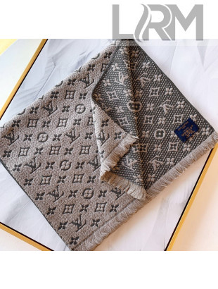 Louis Vuitton Monogram Wool Scarf for Men LVS06 Light Grey 2021