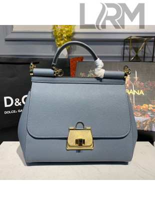 Dolce&Gabbana Medium Sicily Calfskin Top Handle Bag Light Blue 2019